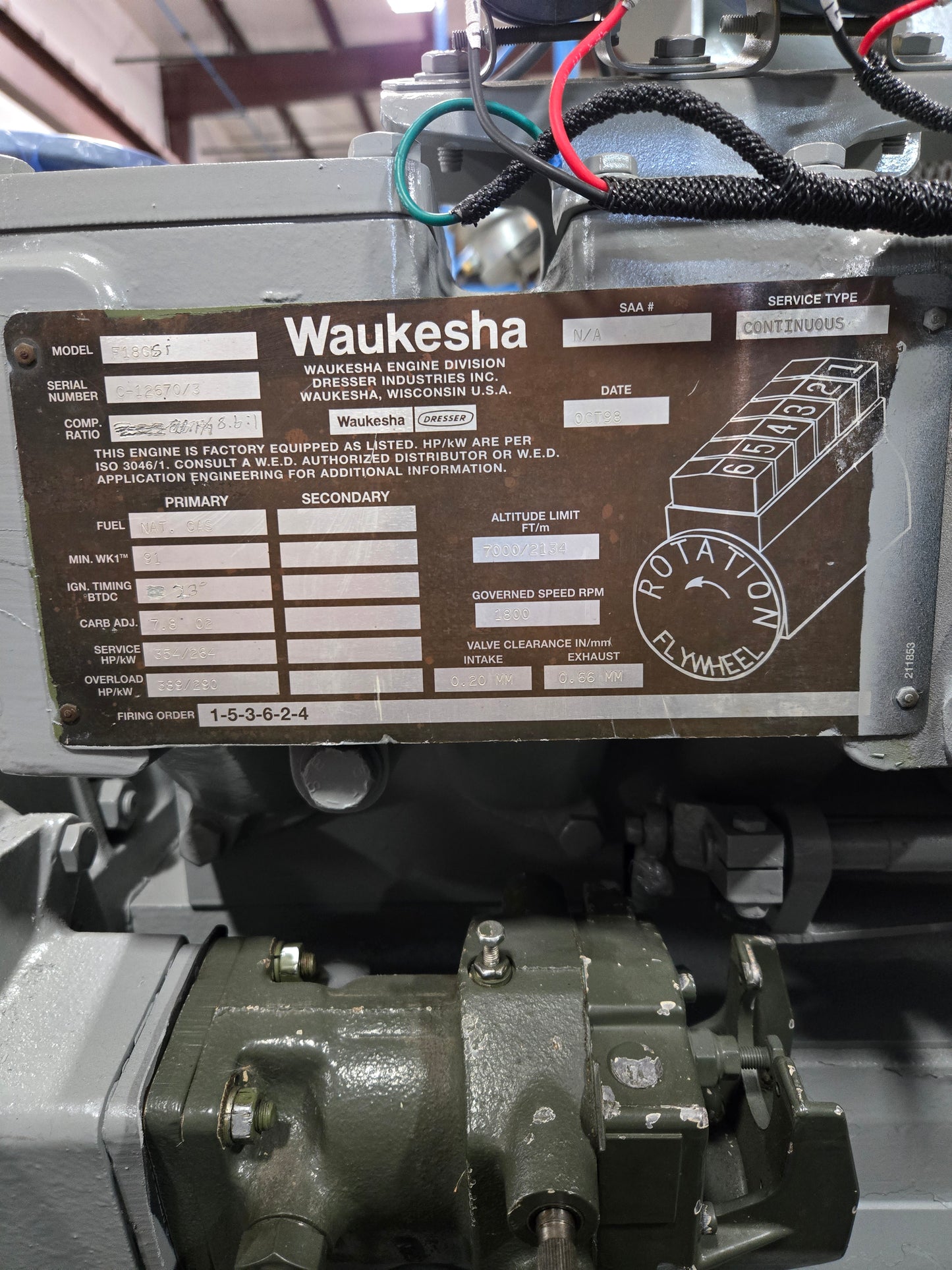 Waukesha VGF - F18GSI Engine - rebuilt (serial # 12670/3)