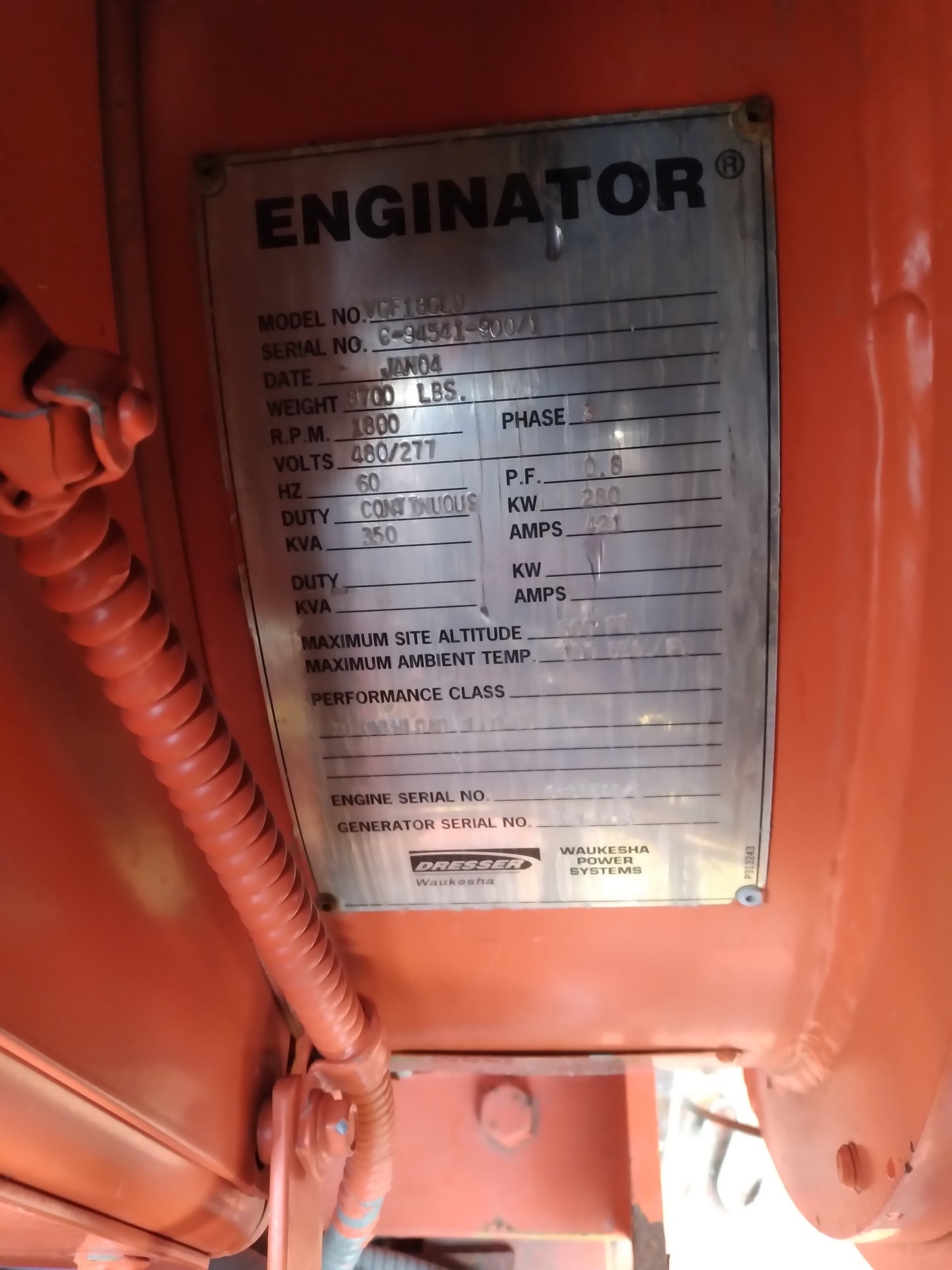 280 KW - LS Alternator, 480 V AC