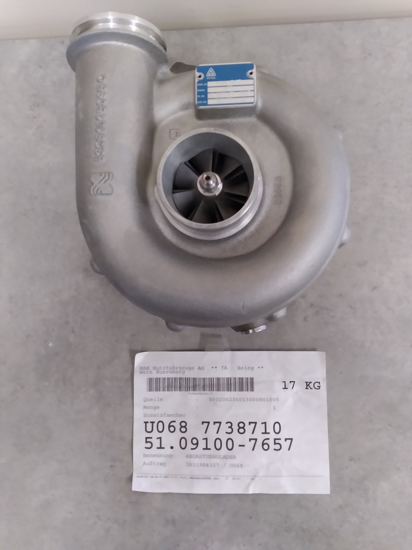 NEW MAN 51.09100.7657 TURBOCHARGER