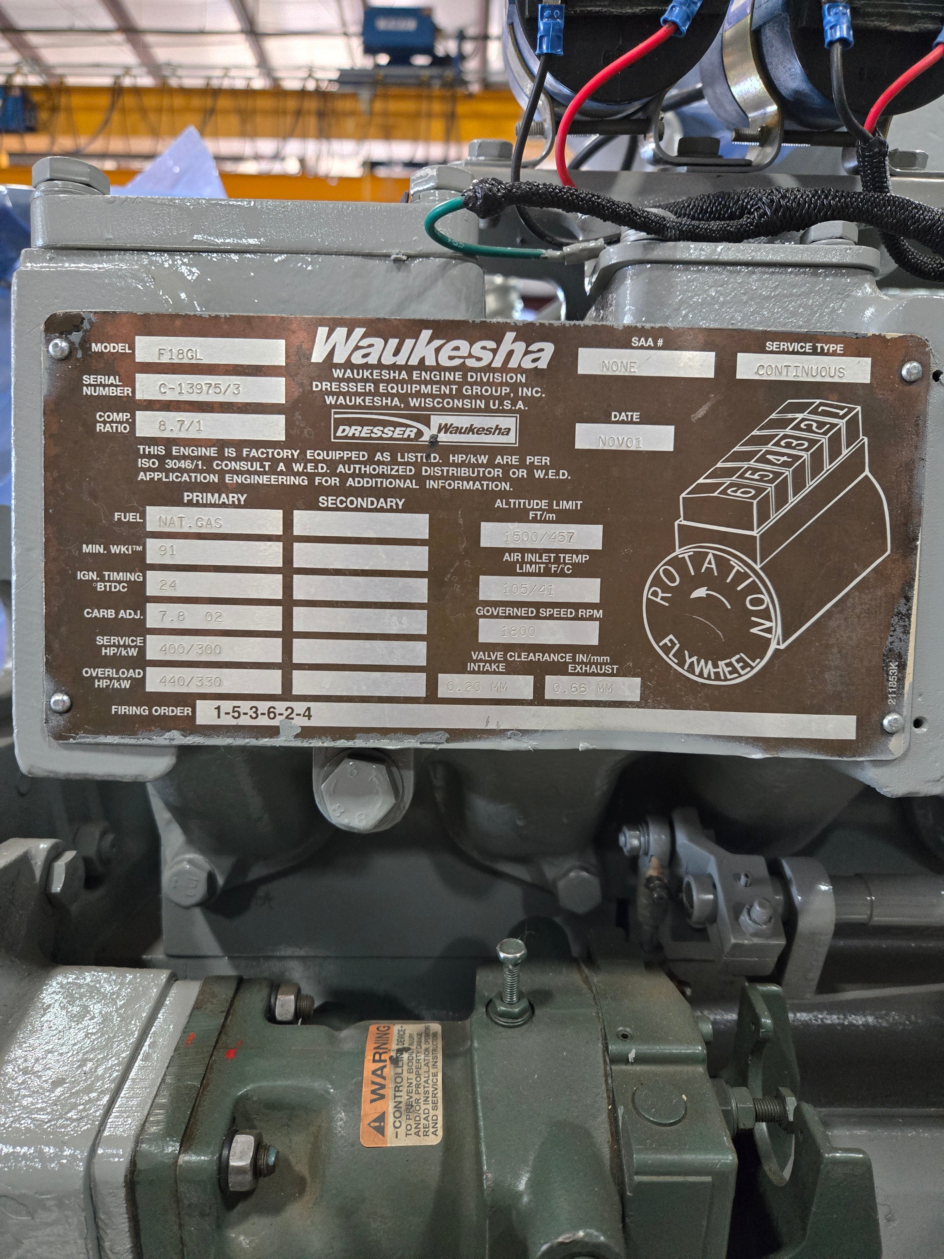 Waukesha VGF - F18GL Engine- rebuilt (serial # 13975/3)