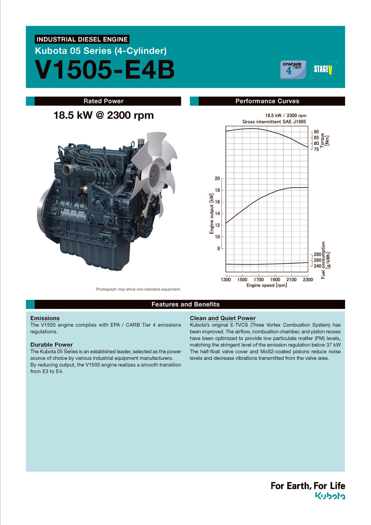 18.4 Kw - Kubota V1505-E4B Diesel Engine
