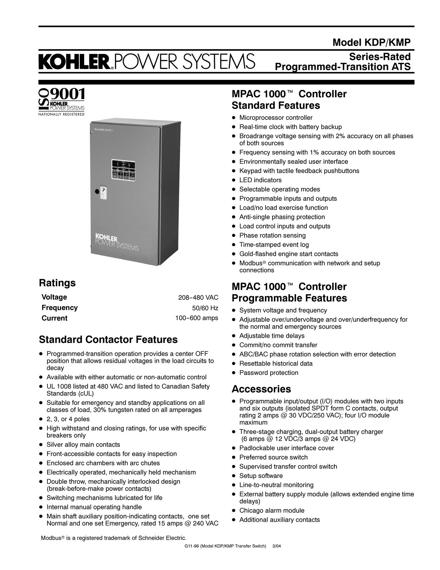 KOHLER KDP-ACTA-200S Automatic Transfer Switch - Programmed Transition