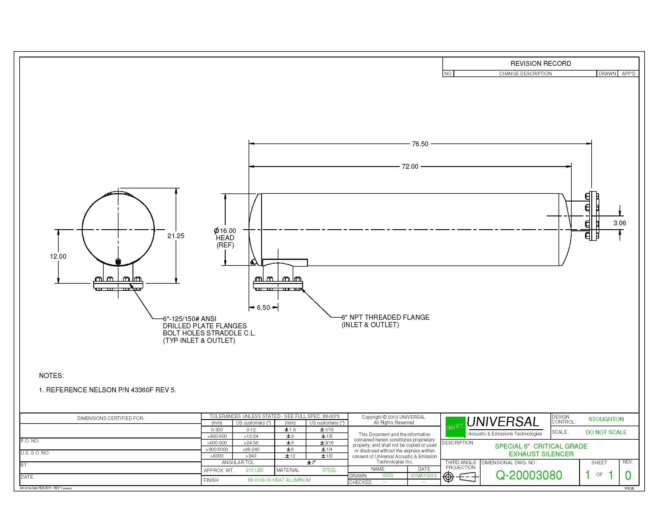 Nelson Global Products 43360F Critical Grade Silencer Type 3 - #43360F