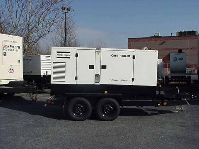 Atlas Copo 100 KW Diesel Generator Set, Trailer Mounted Rental Unit